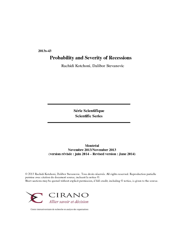 Probability and Severity of Recessions