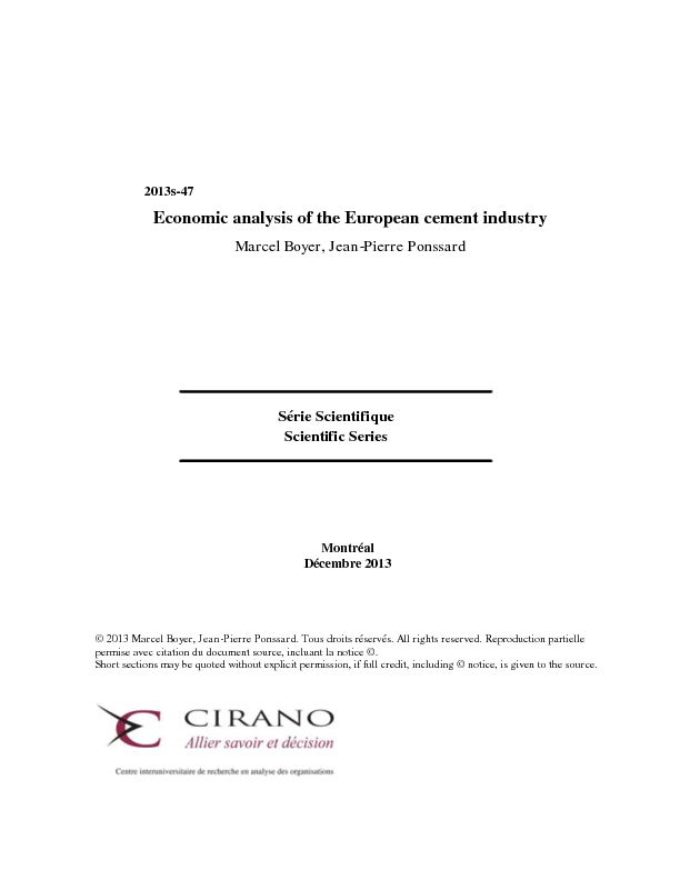 Economic analysis of the European cement industry