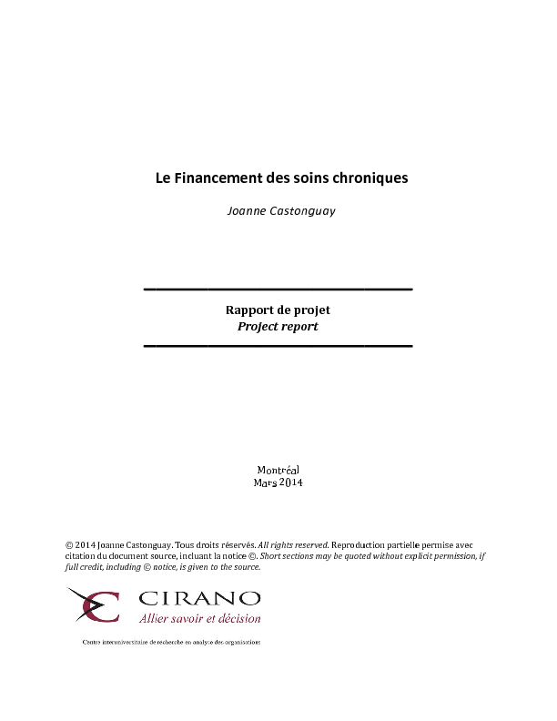 Le financement des soins chroniques