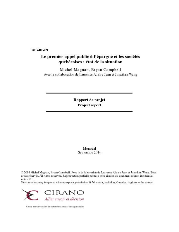 Le premier appel public à l
