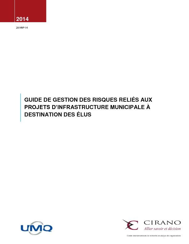 Guide de gestion des risques reliés aux projets d’infrastructure municipale à destination des élus