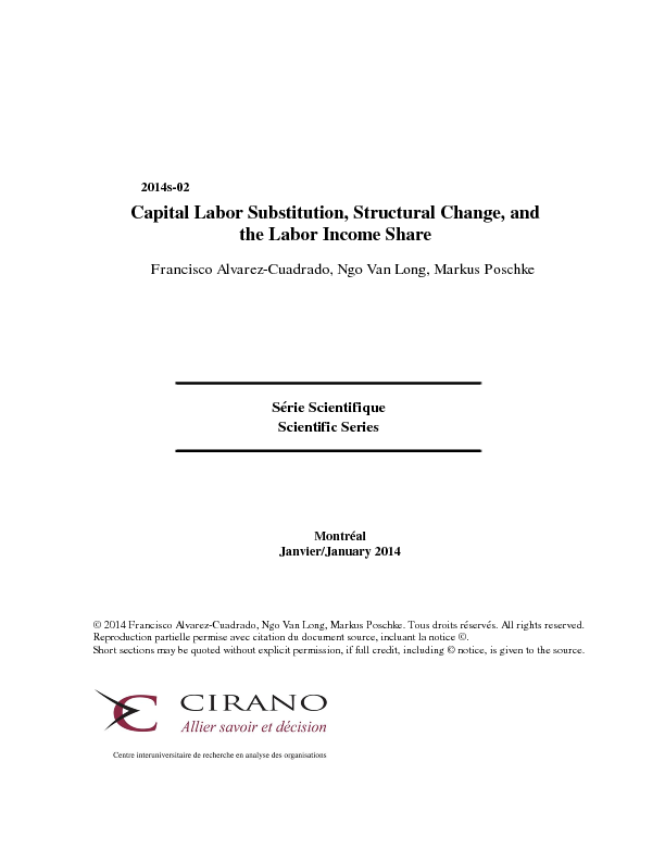 Capital Labor Substitution, Structural Change, and the Labor Income Share