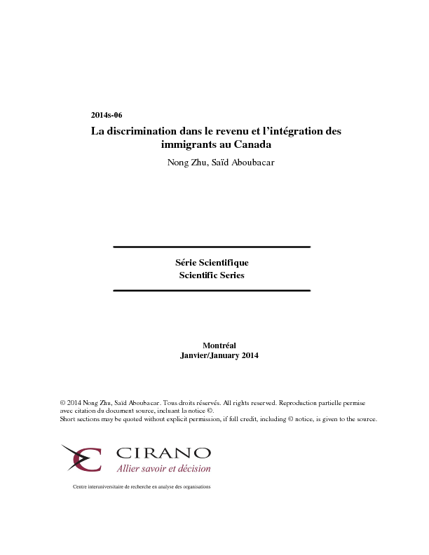 La discrimination dans le revenu et l