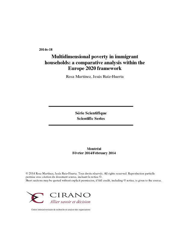 Multidimensional poverty in immigrant households: a comparative analysis within the Europe 2020 framework