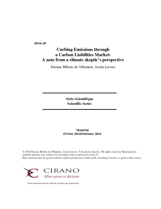 Curbing Emissions through a Carbon Liabilities Market: A note from a climate skeptic
