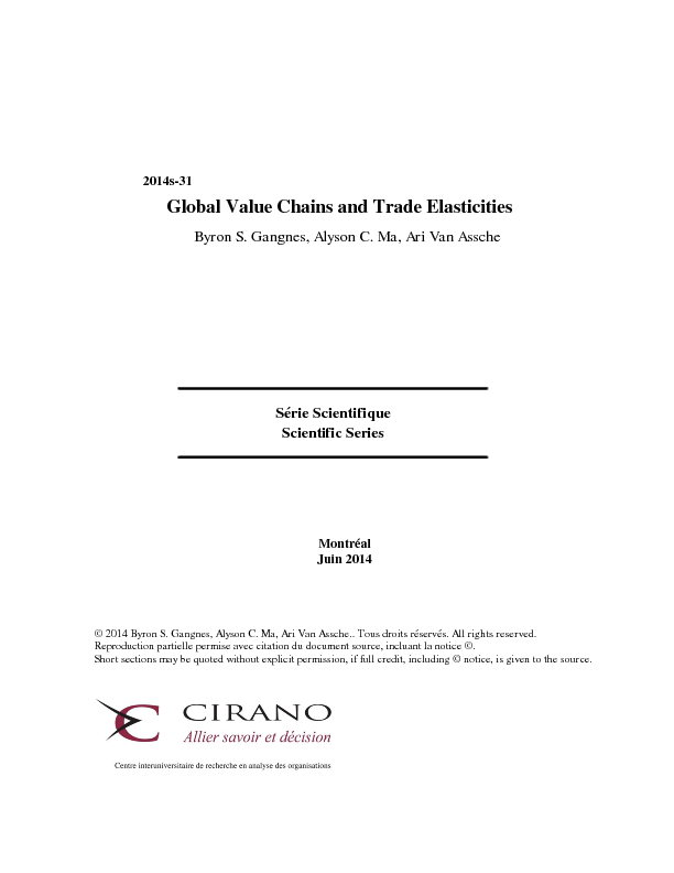 Global Value Chains and Trade Elasticities