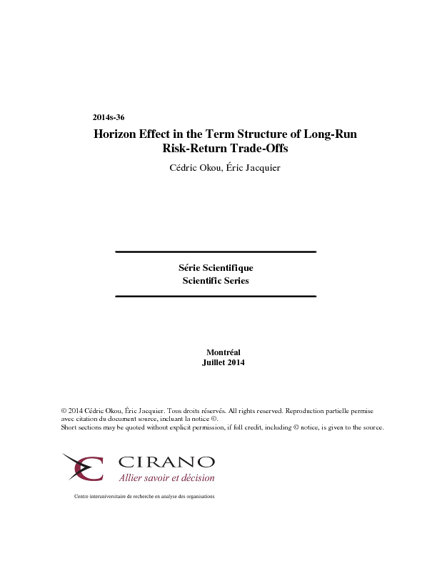 Horizon Effect in the Term Structure of Long-Run Risk-Return Trade-Offs