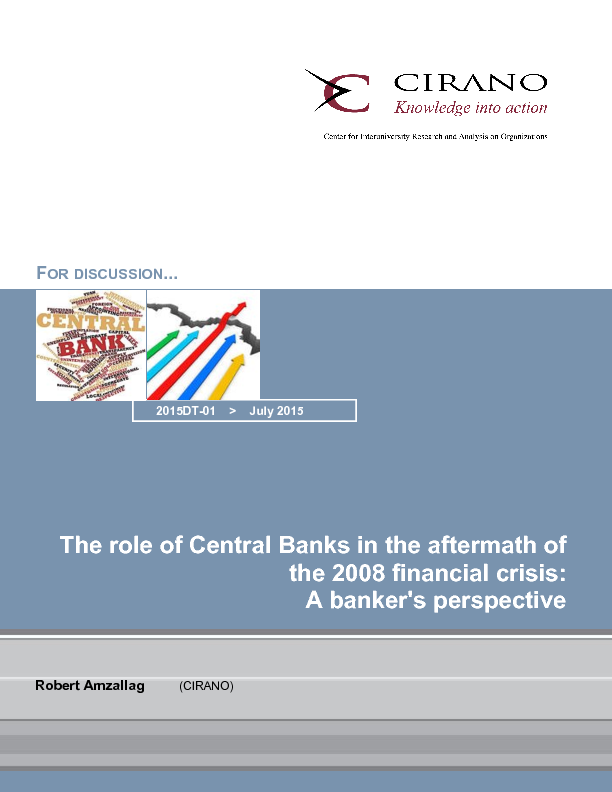 The role of Central Banks in the aftermath of the 2008 financial crisis