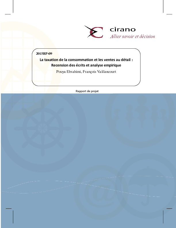 La taxation de la consommation et les ventes au détail : Recension des écrits et analyse empirique