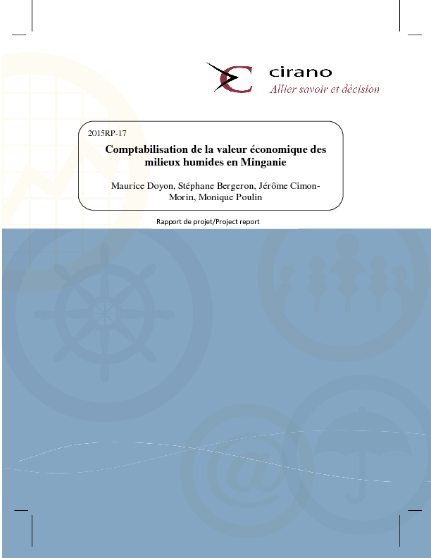 Comptabilisation de la valeur économique des milieux humides en minganie