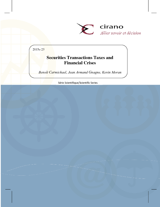 Securities Transactions Taxes and Financial Crises