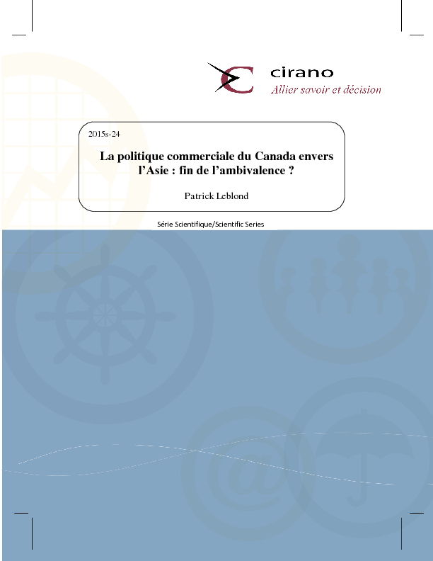 La politique commerciale du Canada envers l’Asie : fin de l’ambivalence ?