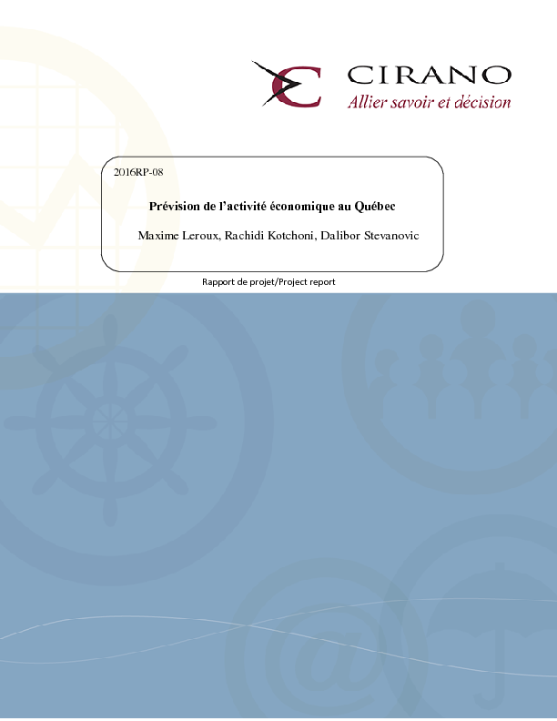 Prévision de l’activité économique au Québec