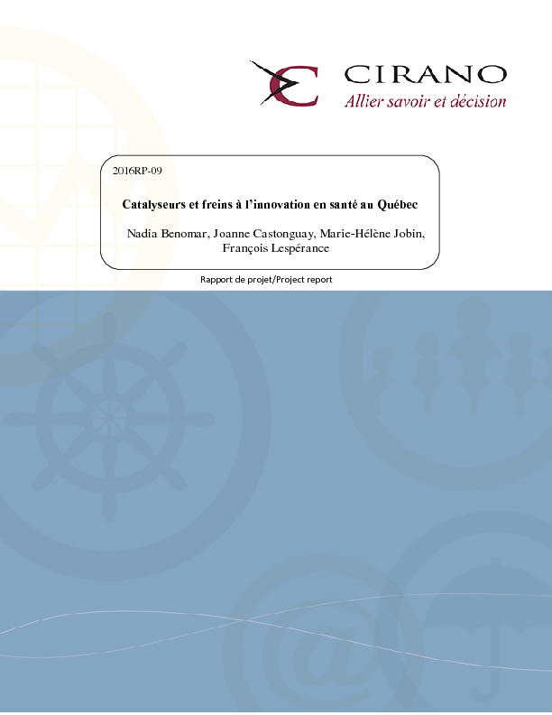 Catalyseurs et freins à l’innovation en santé au Québec
