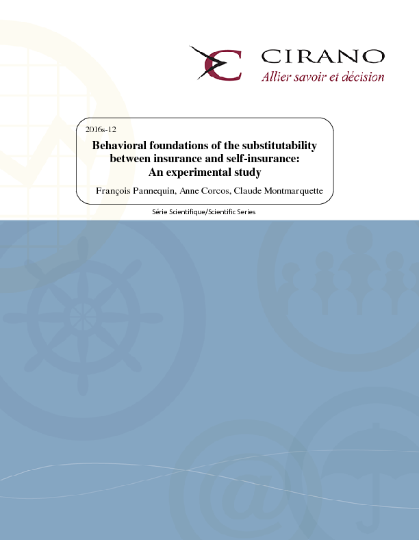Behavioral foundations of the substitutability between insurance and self-insurance: An experimental study