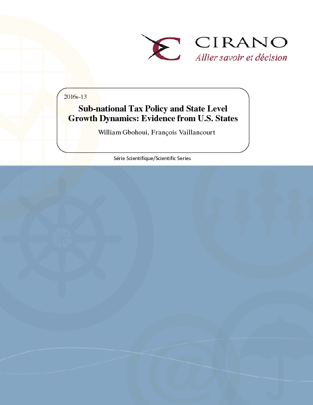 Sub-national Tax Policy and State Level Growth Dynamics: Evidence from U.S. States