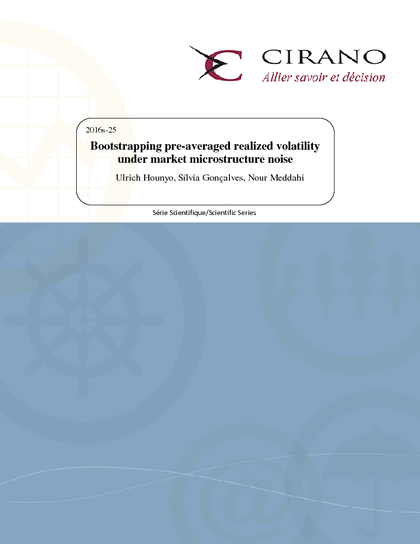 Bootstrapping pre-averaged realized volatility under market microstructure noise