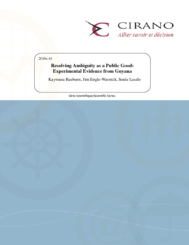 Resolving Ambiguity as a Public Good: Experimental Evidence from Guyana