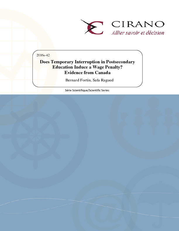 Does Temporary Interruption in Postsecondary Education Induce a Wage Penalty? Evidence from Canada