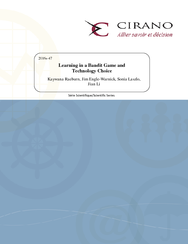 Learning in a Bandit Game and Technology Choice