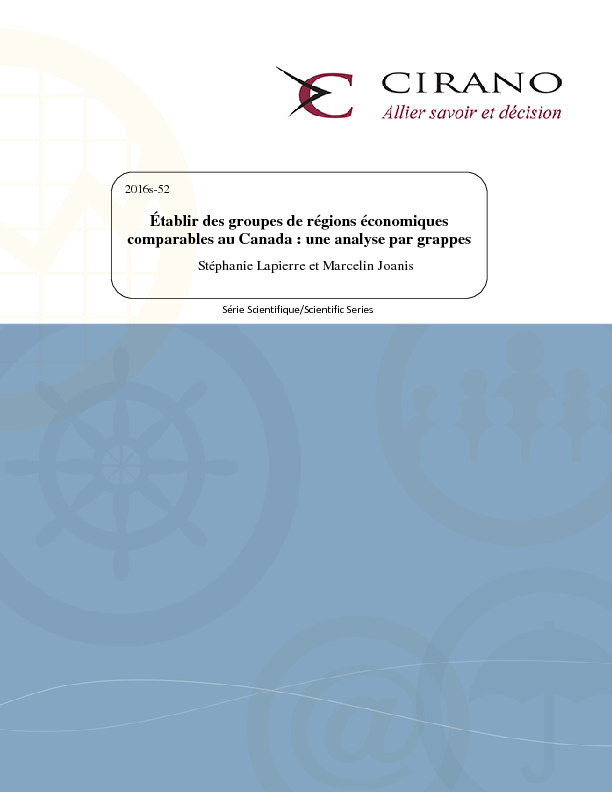 Établir des groupes de régions économiques comparables au Canada : une analyse par grappes