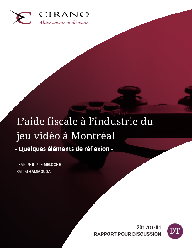 L’aide fiscale à l’industrie du jeu vidéo à Montréal - Quelques éléments de réflexion