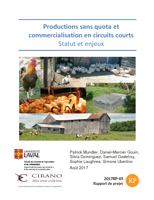 Productions sans quota et commercialisation en circuits courts - Statut et enjeux