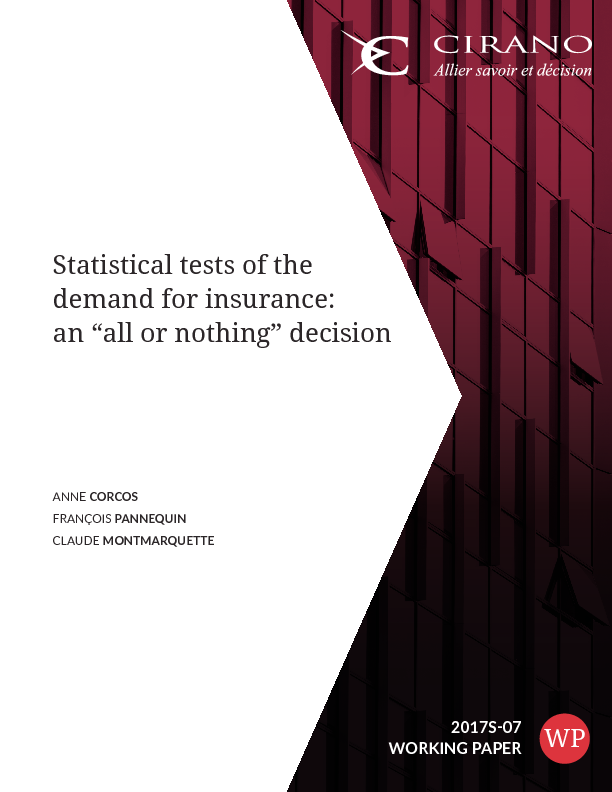 Statistical Tests of the Demand for Insurance: An “All or Nothing” Decision