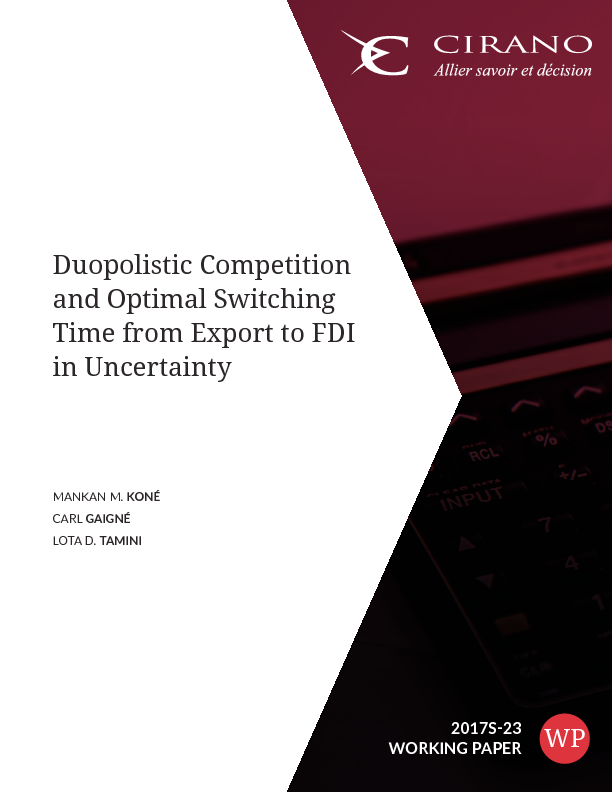 Duopolistic Competition and Optimal Switching Time from Export to FDI in Uncertainty