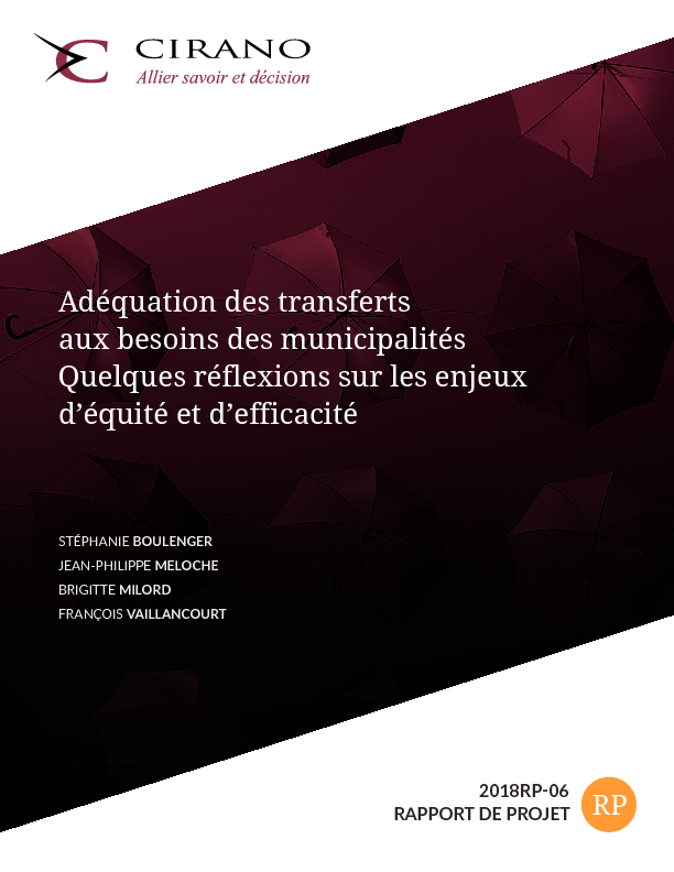 Adéquation des transferts aux besoins des municipalités. Quelques réflexions sur les enjeux d’équité et d’efficacité