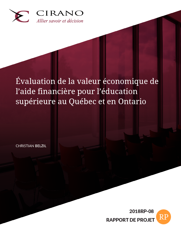 Évaluation de la valeur économique de l’aide financière pour l’éducation supérieure au Québec et en Ontario 