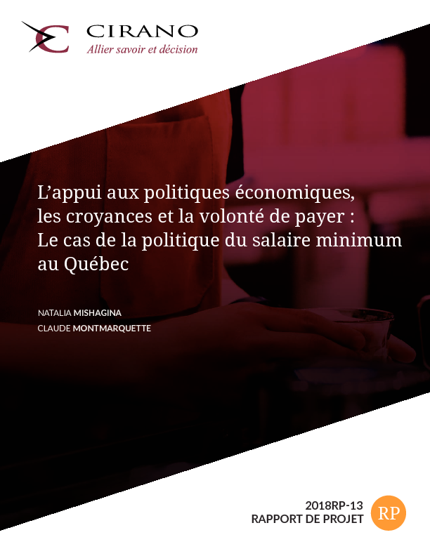L’appui aux politiques économiques, les croyances et la volonté de payer : Le cas de la politique du salaire minimum au Québec