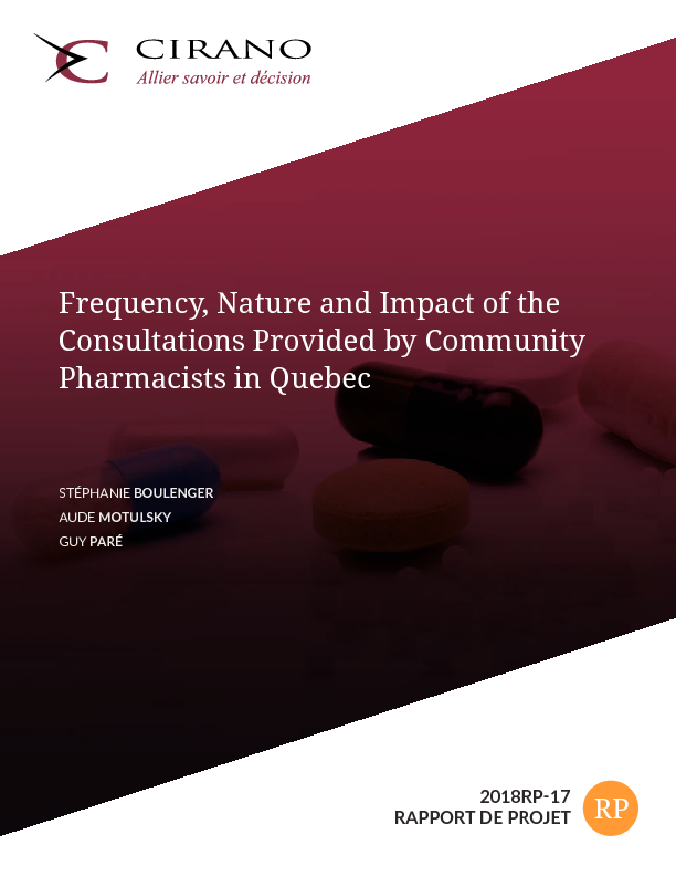 Frequency, Nature and Impact of the Consultations Provided by Community Pharmacists in Quebec