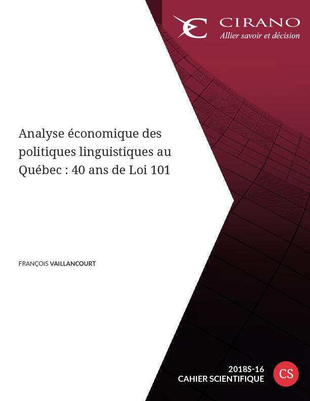 Analyse économique des politiques linguistiques au Québec : 40 ans de Loi 101
