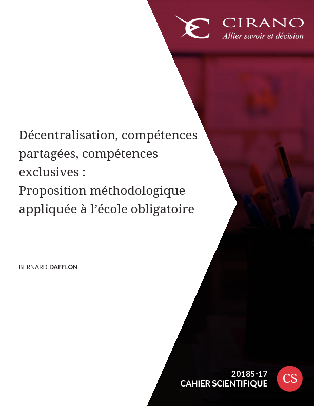 Décentralisation, compétences partagées, compétences exclusives : Proposition méthodologique appliquée à l’école obligatoire