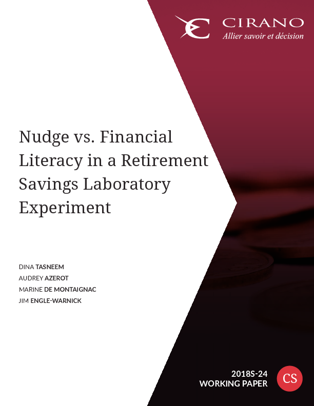 A Laboratory Study of the Eﬀect of Financial Literacy Training on Retirement Savings