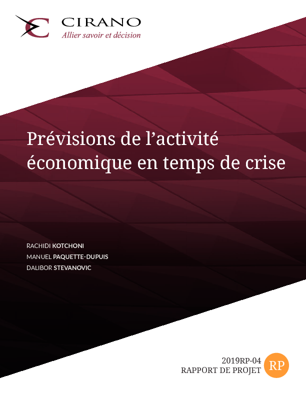 Prévisions de l’activité économique en temps de crise