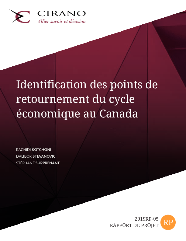 Identification des points de retournement du cycle économique au Canada