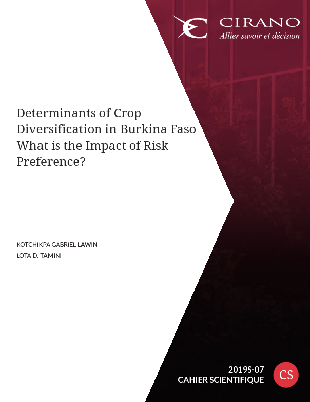 Determinants of Crop Diversification in Burkina Faso - What is the Impact of Risk Preference?