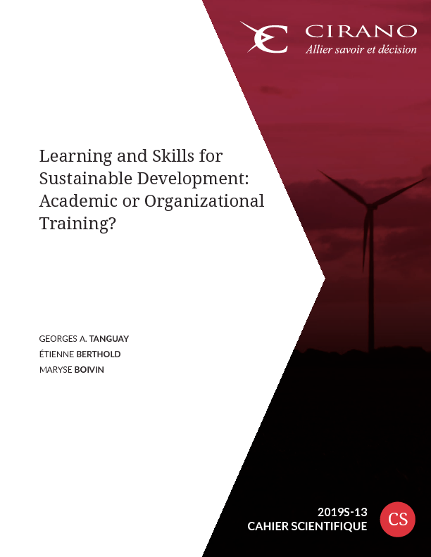 Learning and Skills for Sustainable Development: Academic or Organizational Training? 