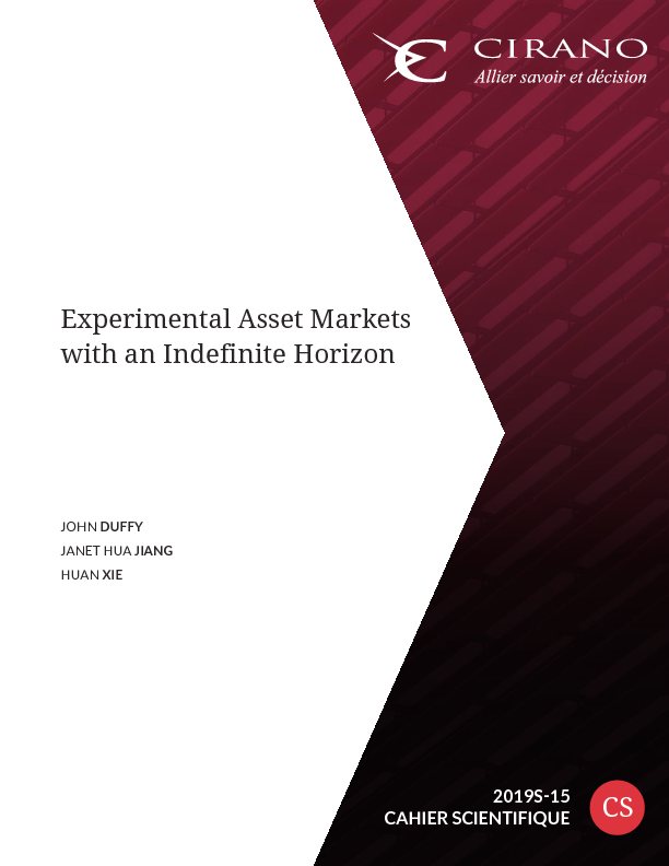 Experimental Asset Markets with An Indefinite Horizon