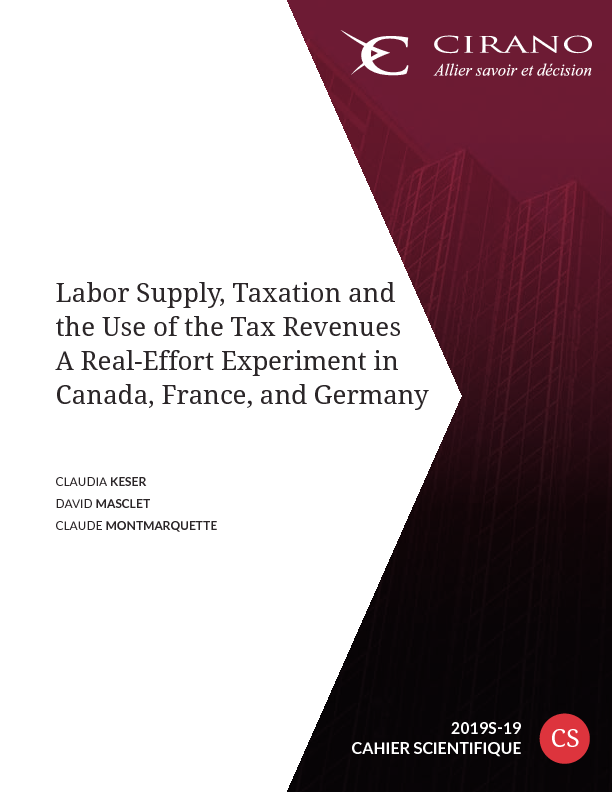 Labor Supply, Taxation and the Use of the Tax Revenues - A Real-Effort Experiment in Canada, France, and Germany