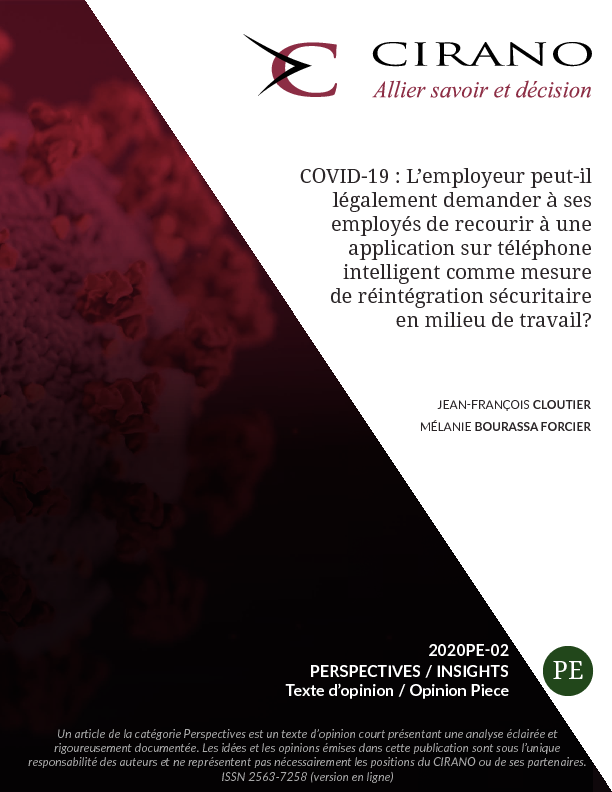 COVID-19 : L’employeur peut-il légalement demander à ses employés de recourir à une application sur téléphone intelligent comme mesure de réintégration sécuritaire en milieu de travail?