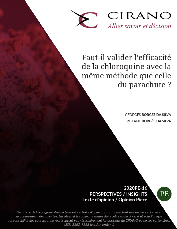Faut-il valider l’efficacité de la chloroquine avec la même méthode que celle du parachute ?