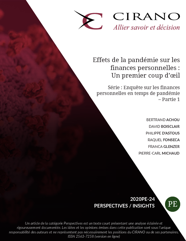 Effets de la pandémie sur les finances personnelles : Un premier coup d’œil