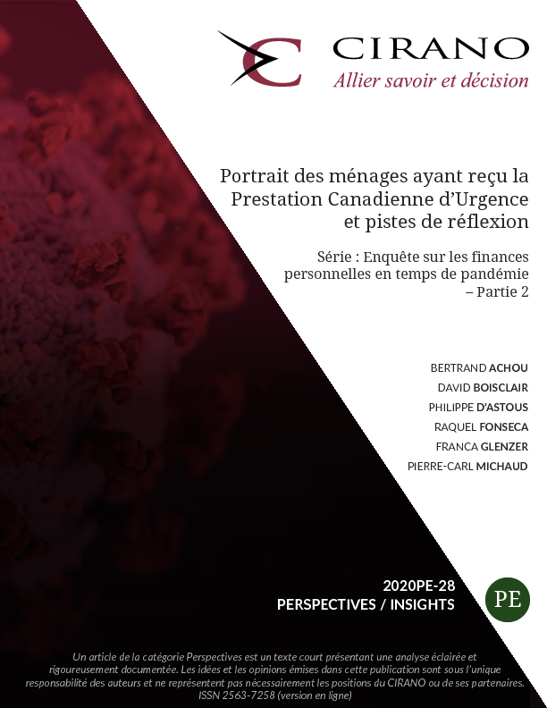 Portrait des ménages ayant reçu la Prestation Canadienne d’Urgence et pistes de réflexion 
