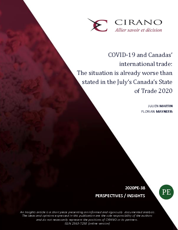 COVID-19 and Canadas’ international trade: The situation is already worse than stated in the July’s Canada’s State of Trade 2020