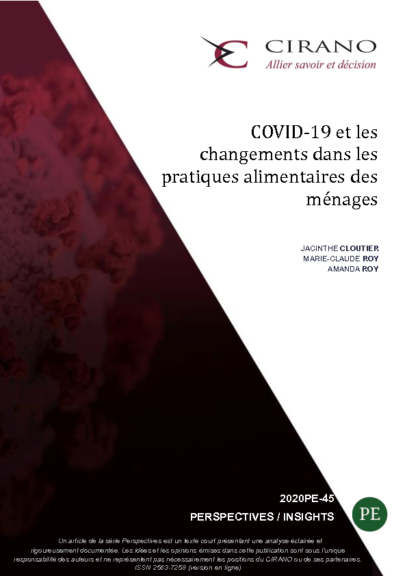 COVID-19 et les changements dans les pratiques alimentaires des ménages