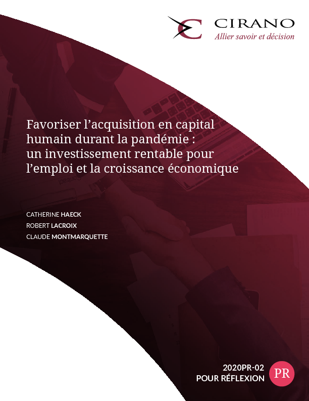 Favoriser l’acquisition en capital humain durant la pandémie : un investissement rentable pour l’emploi et la croissance économique