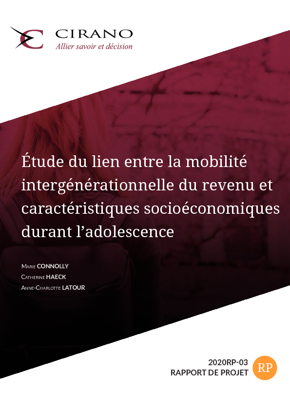 Étude du lien entre la mobilité intergénérationnelle du revenu et caractéristiques socioéconomiques durant l’adolescence